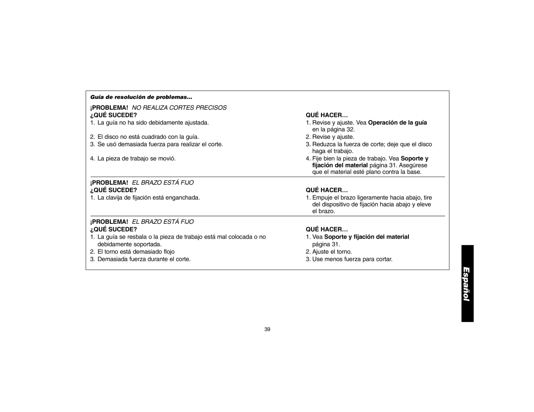 DeWalt 621106-00, D28700 instruction manual Fijación del material página 31. Asegúrese 