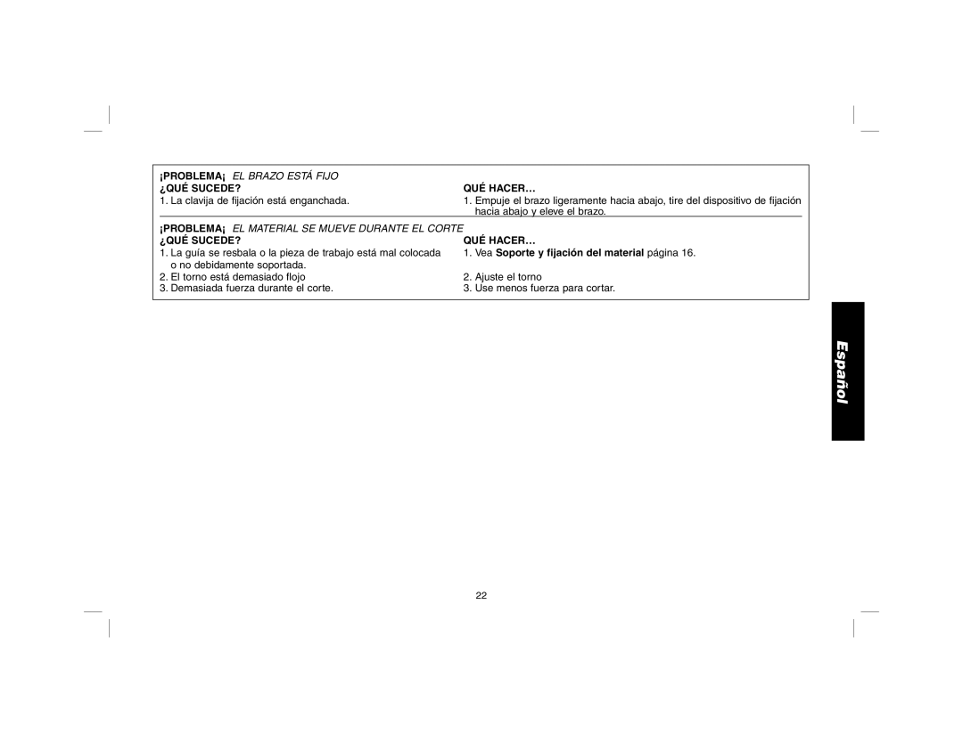 DeWalt D28700 instruction manual ¿Qué Sucede? Qué Hacer… 