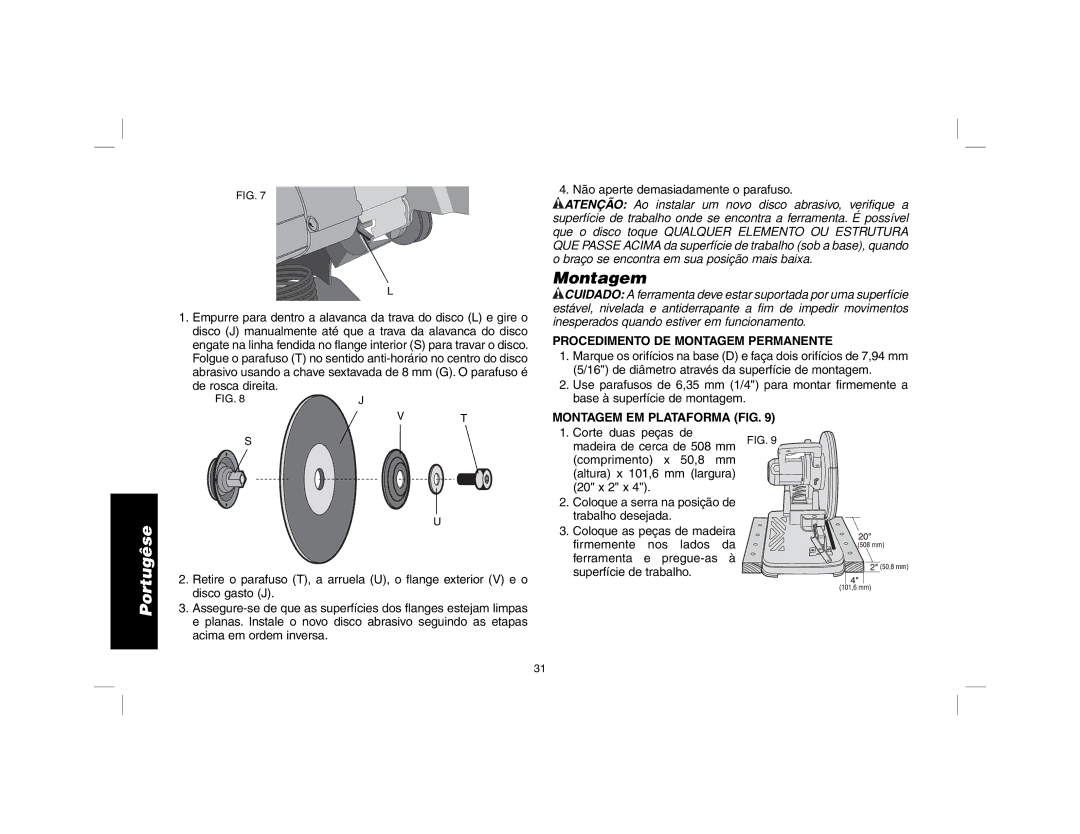 DeWalt D28700 instruction manual Procedimento DE Montagem Permanente, Montagem EM Plataforma FIG 