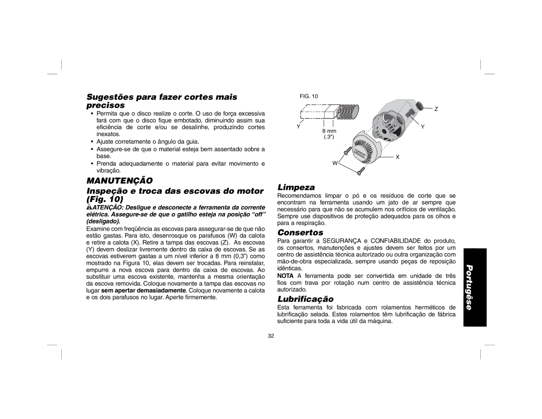 DeWalt D28700 instruction manual Manutenção 