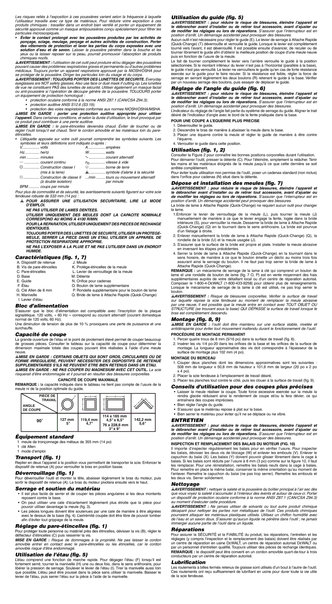 DeWalt D28715R instruction manual Entretien 