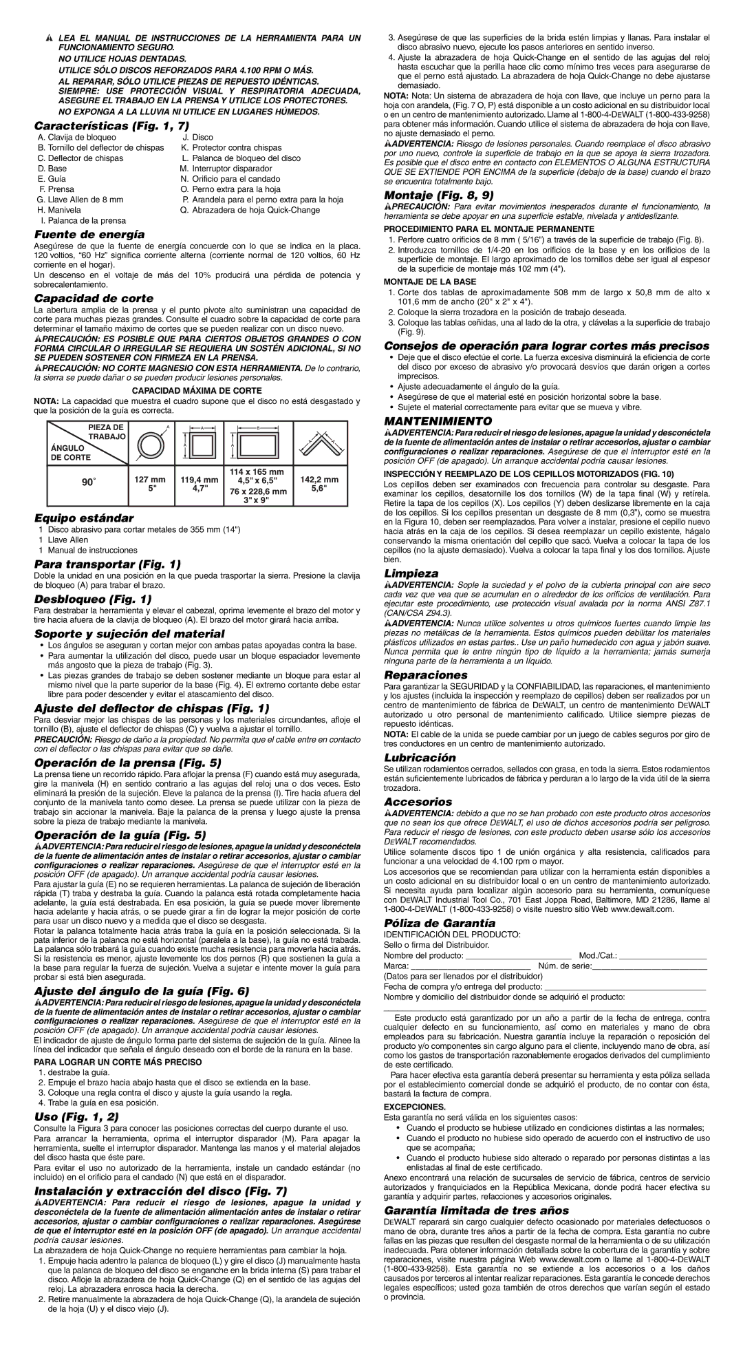 DeWalt D28715R instruction manual Mantenimiento 