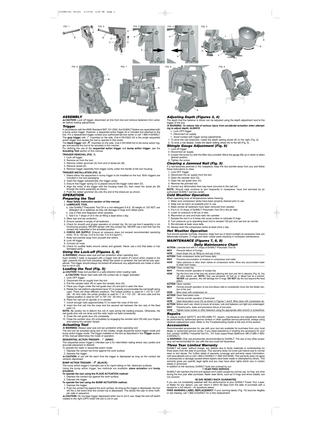 DeWalt D51321 instruction manual Assembly, Operation 