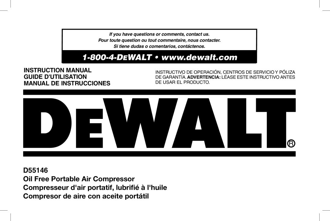 DeWalt D55146R instruction manual 