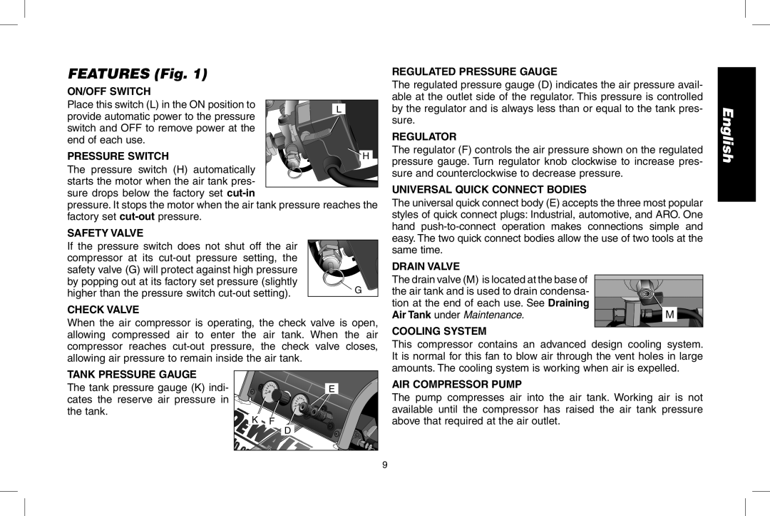 DeWalt D55146R instruction manual Features Fig 