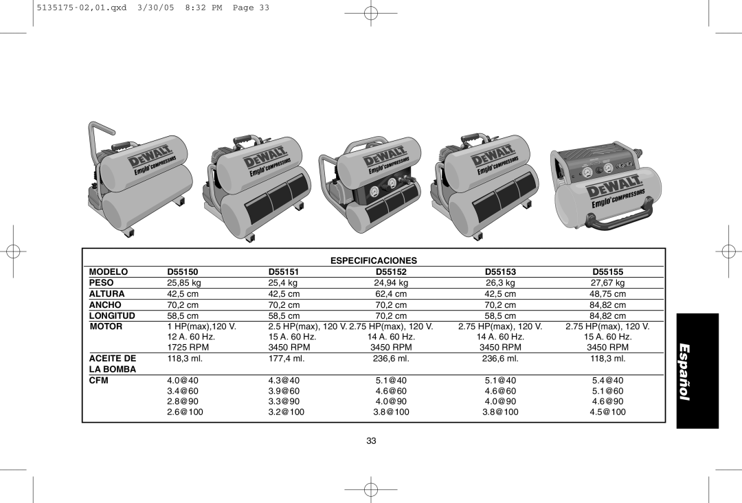 DeWalt D55153R instruction manual Español 