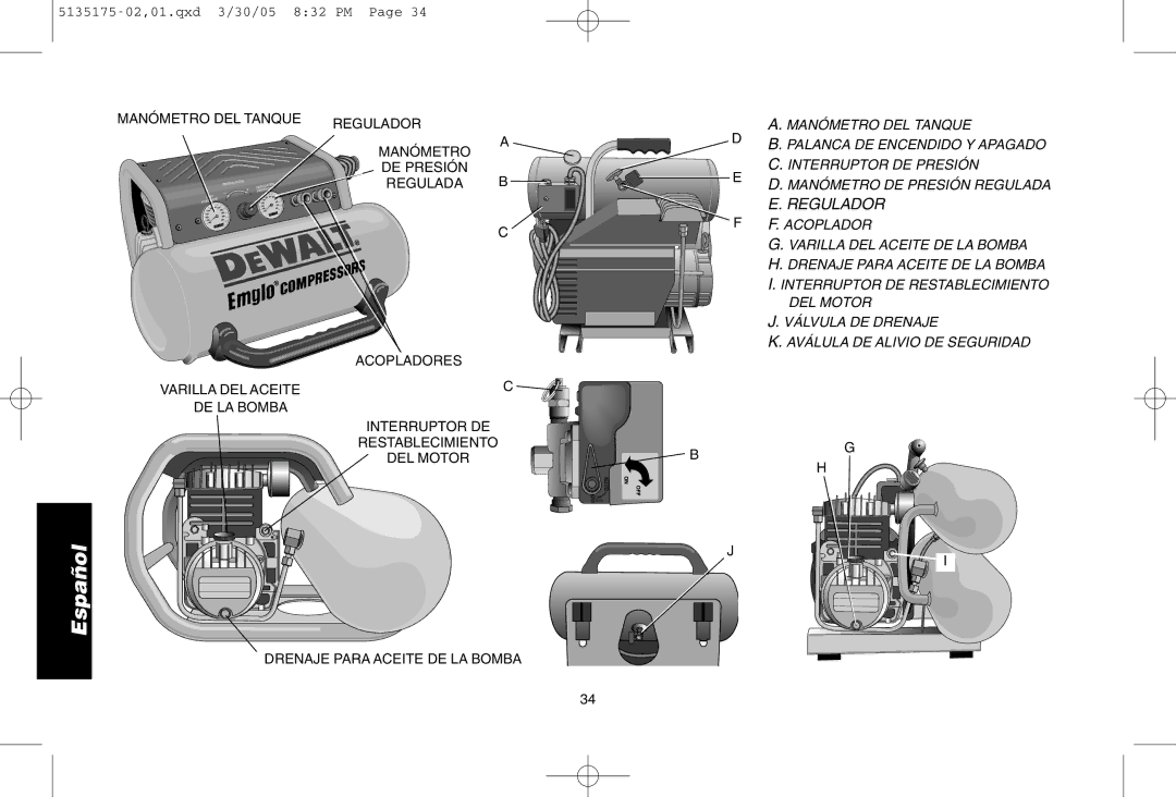 DeWalt D55153R instruction manual Regulador 