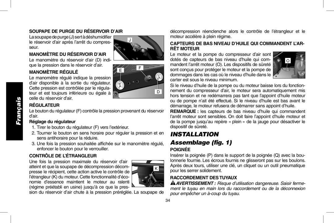 DeWalt D55273 instruction manual Assemblage ﬁg 