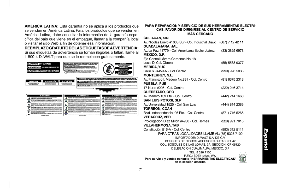 DeWalt D55273 instruction manual Guadalajara, Jal 