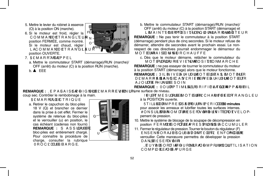 DeWalt D55695, D55690 instruction manual Démarrage à rappel, Démarrage électrique 