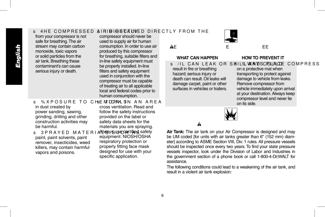 DeWalt D55695, D55690 instruction manual Transporting or storing 