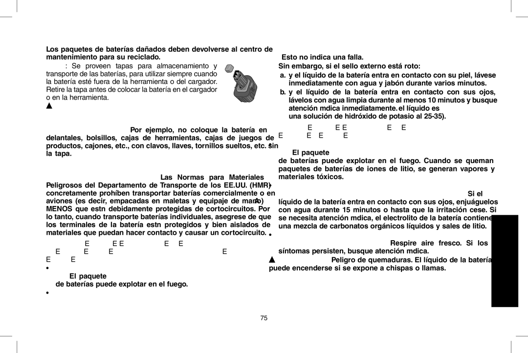 DeWalt D55690, D55695 Advertencia Riesgo de incendio. No guarde, Sin embargo, si el sello externo está roto 