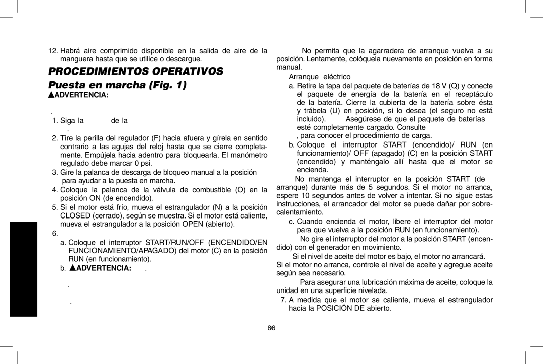 DeWalt D55695, D55690 instruction manual Procedimientos operativos Puesta en marcha Fig 