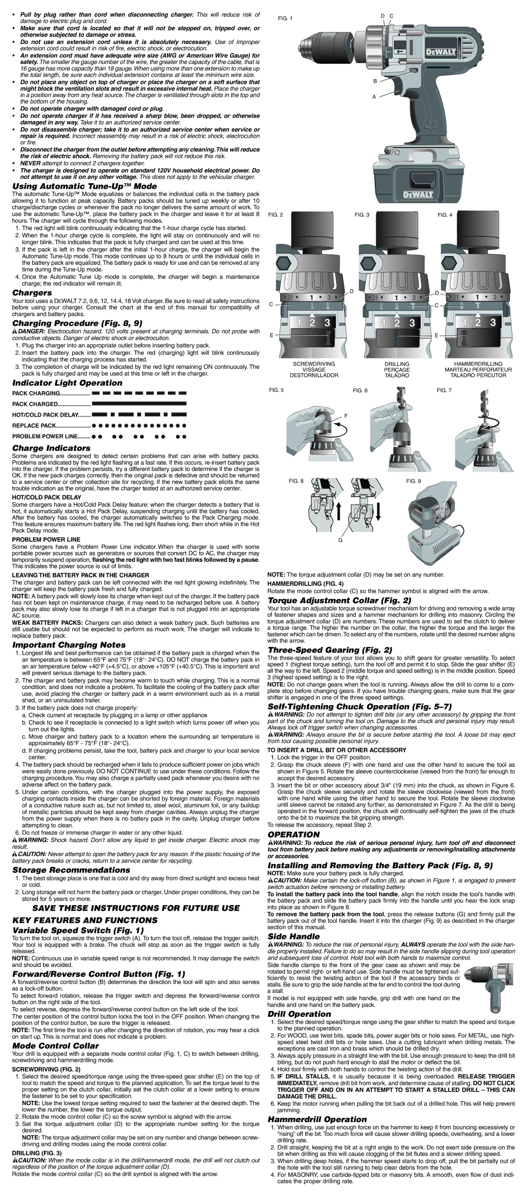 DeWalt DC927 instruction manual Operation 