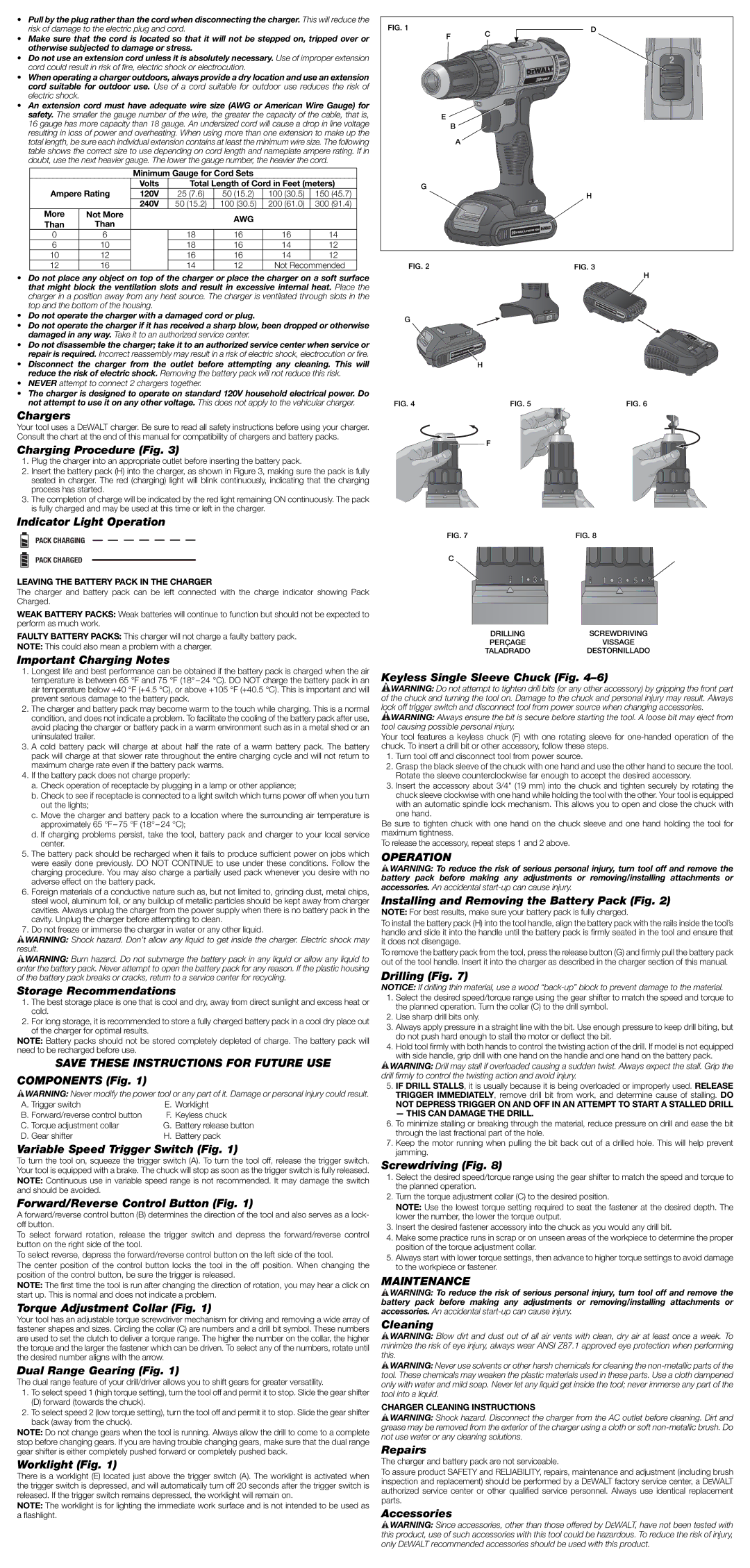 DeWalt DCD771C2R instruction manual Save These Instructions for Future USE, Operation, Maintenance 