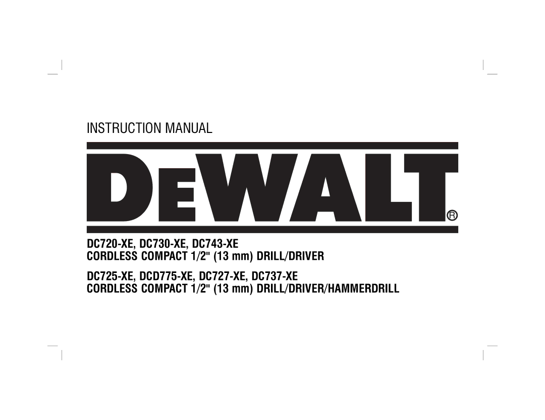 DeWalt DCD775KLR instruction manual 