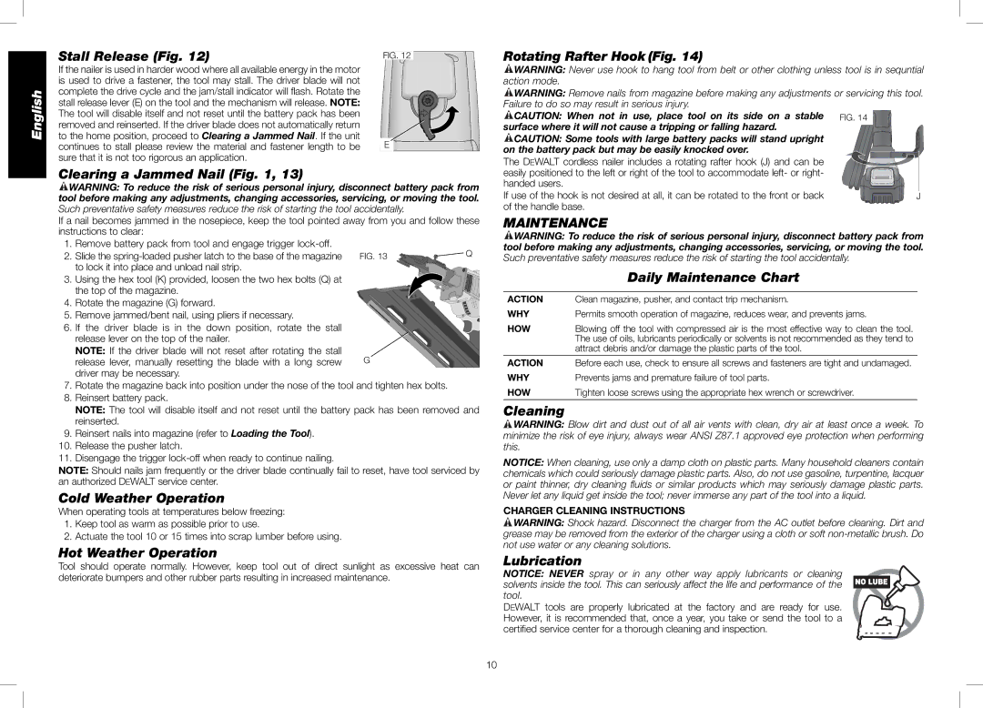 DeWalt DCN692, DCN690 instruction manual Maintenance 