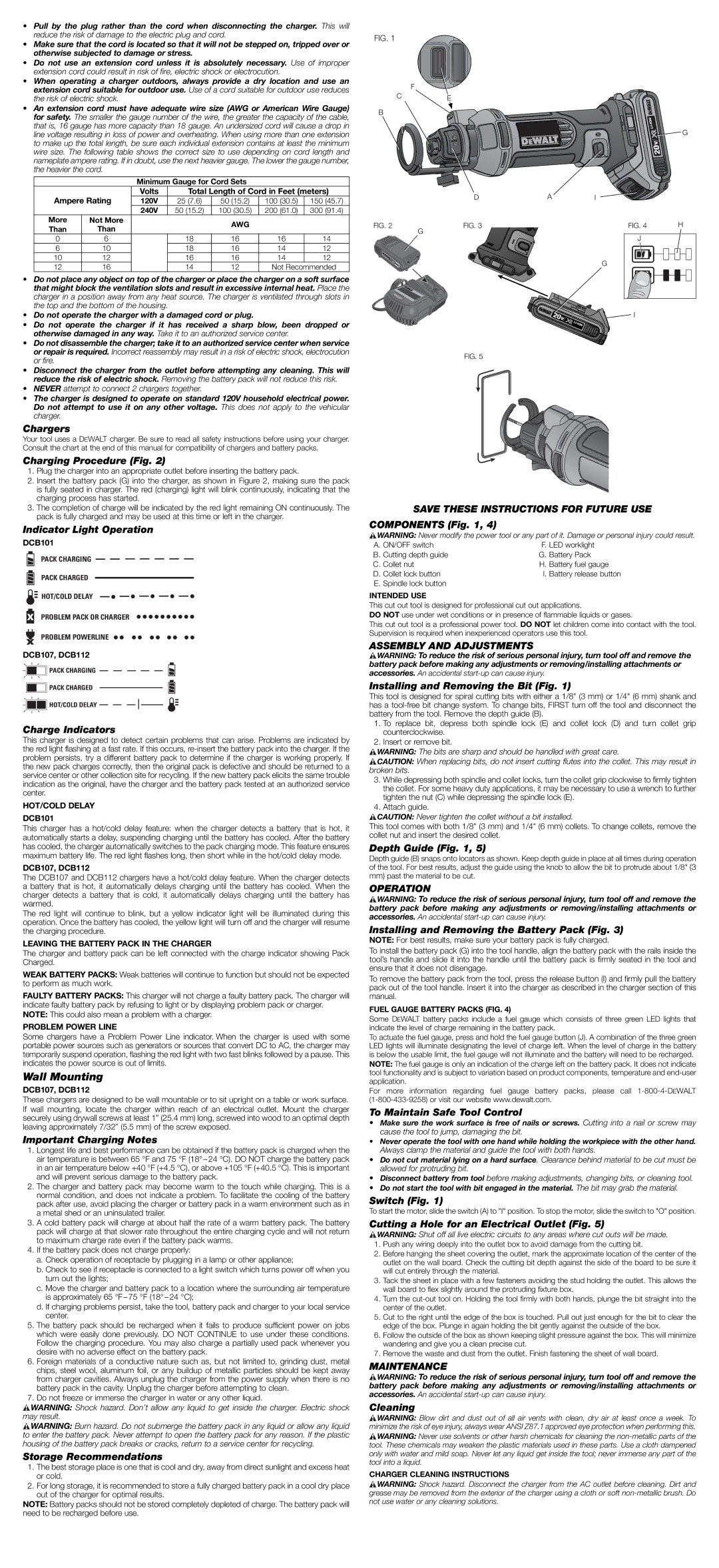 DeWalt DCS551 Wall Mounting, Save These Instructions for Future USE, Assembly and Adjustments, Operation, Maintenance 