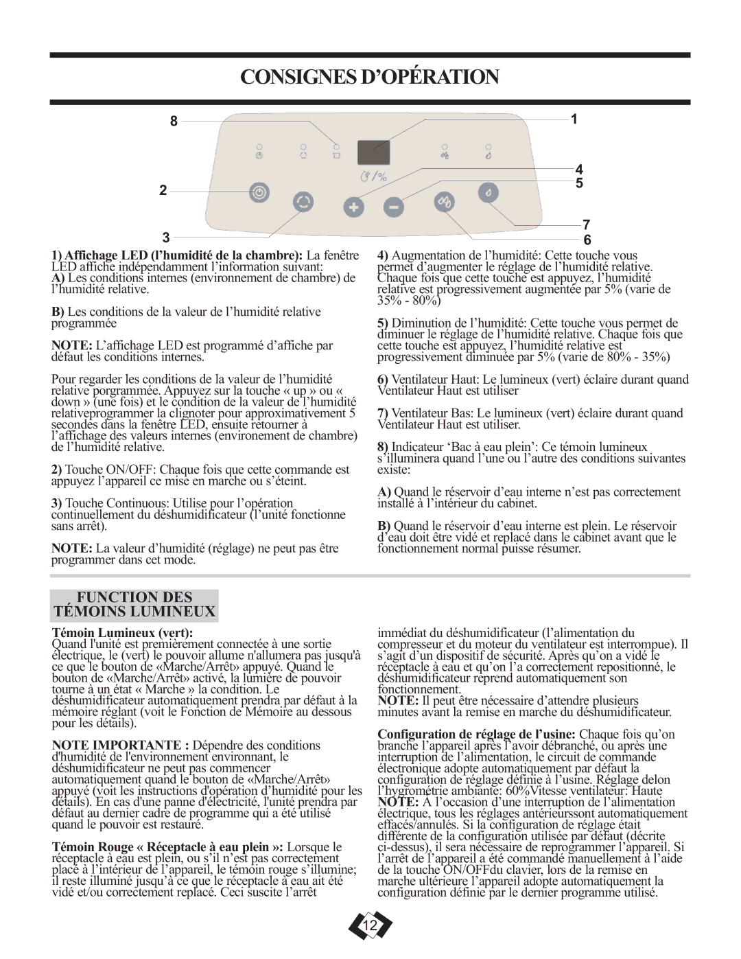 DeWalt DDR2509EE operating instructions Consignes D’OPÉRATION, Function DES Témoins Lumineux 