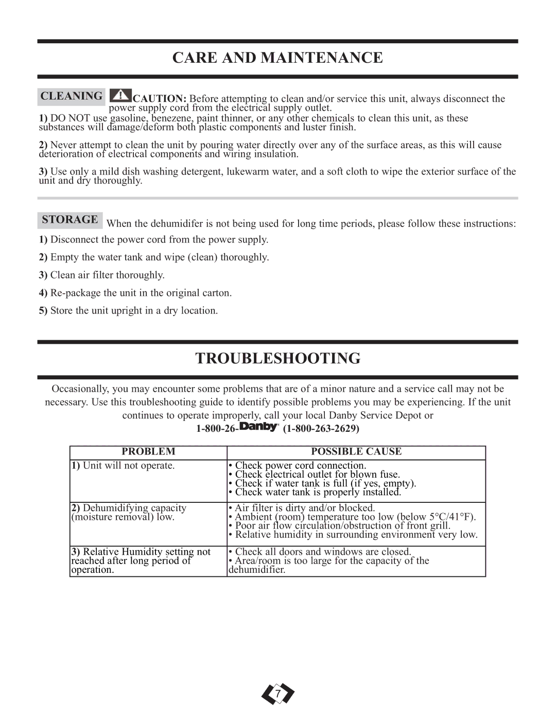 DeWalt DDR2509EE operating instructions Care and Maintenance, Troubleshooting, Problem Possible Cause 