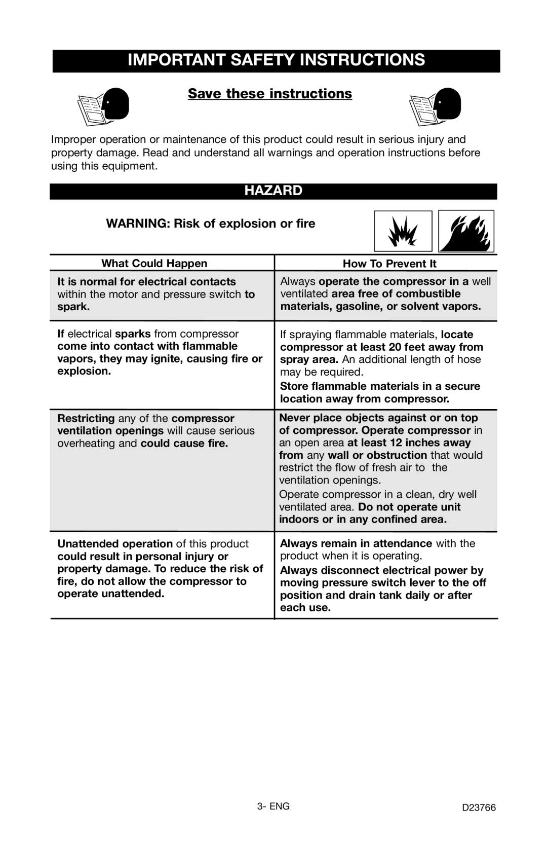 DeWalt DeVILBISS manual Hazard 