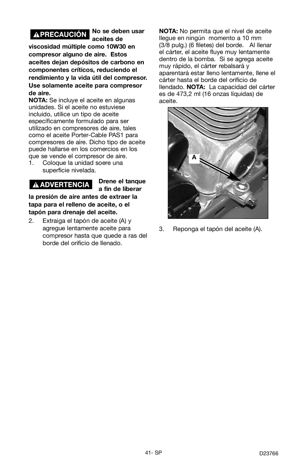 DeWalt DeVILBISS manual Drene el tanque a fin de liberar 