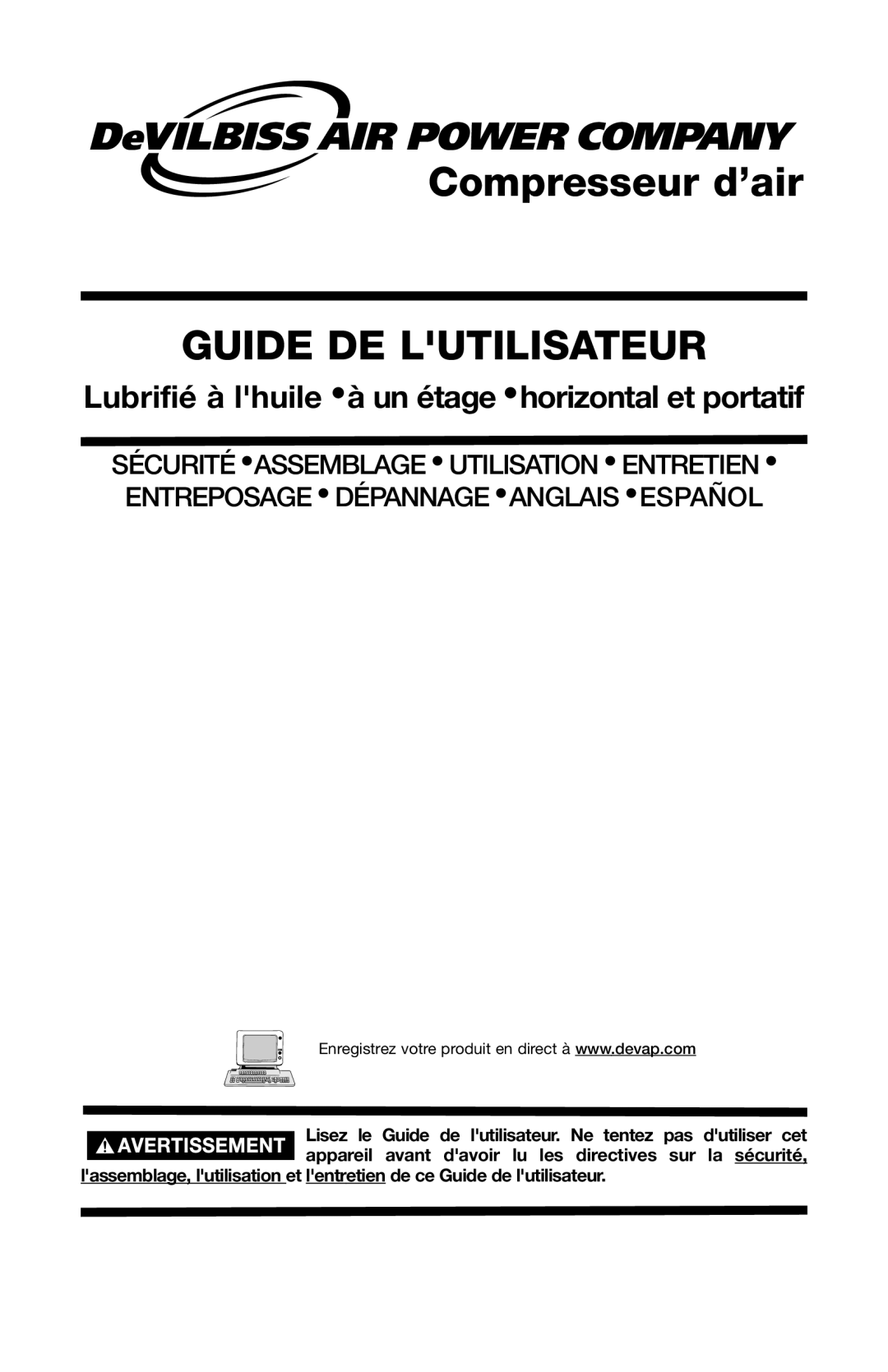 DeWalt DeVILBISS manual Guide DE Lutilisateur 