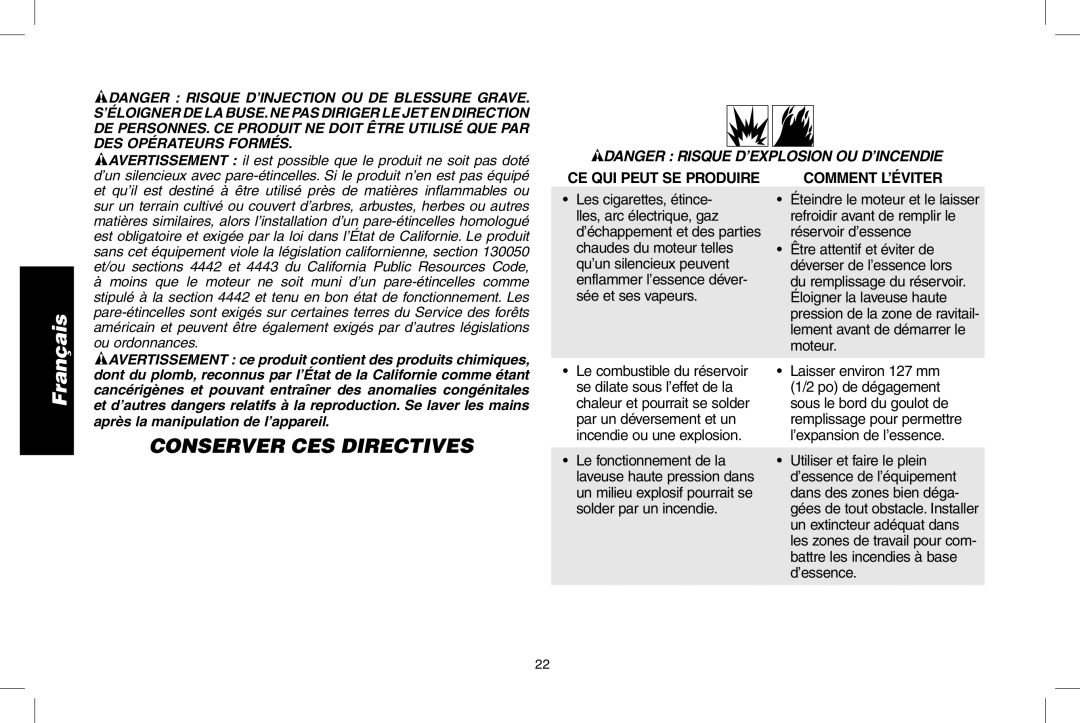 DeWalt DP3700 instruction manual Conserver CES Directives, CE QUI Peut SE Produire Comment L’ÉVITER 