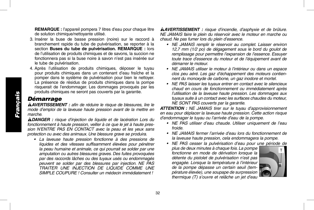 DeWalt DPD3100 instruction manual Démarrage, Français 