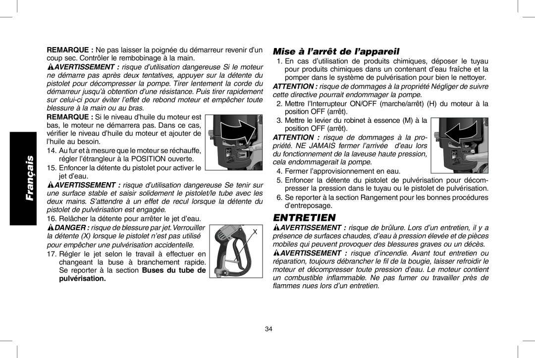 DeWalt DPD3100 instruction manual Entretien, Mise à l’arrêt de l’appareil, Français 