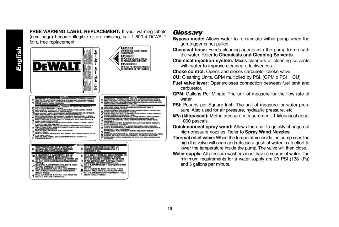 DeWalt DPH3100 instruction manual Glossary 