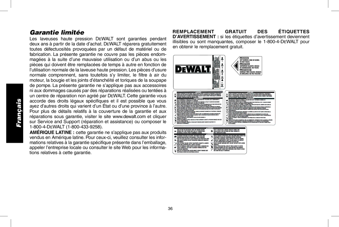 DeWalt DPH3100 instruction manual Garantie limitée 