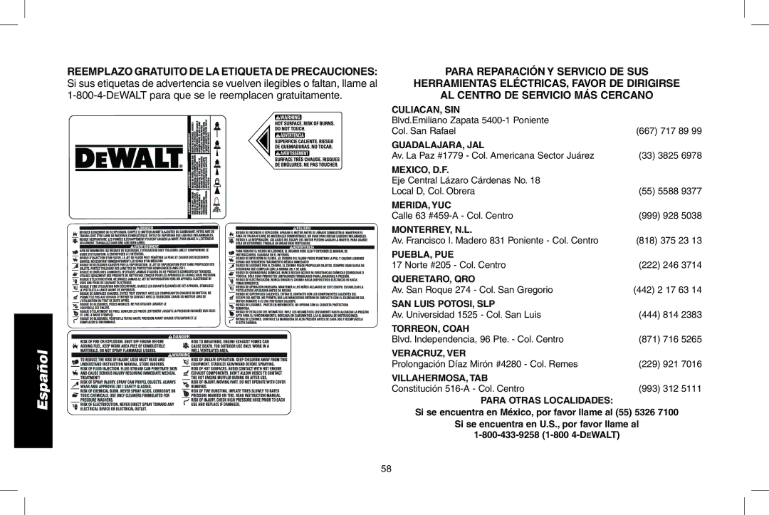 DeWalt DPH3100 instruction manual Culiacan, Sin 