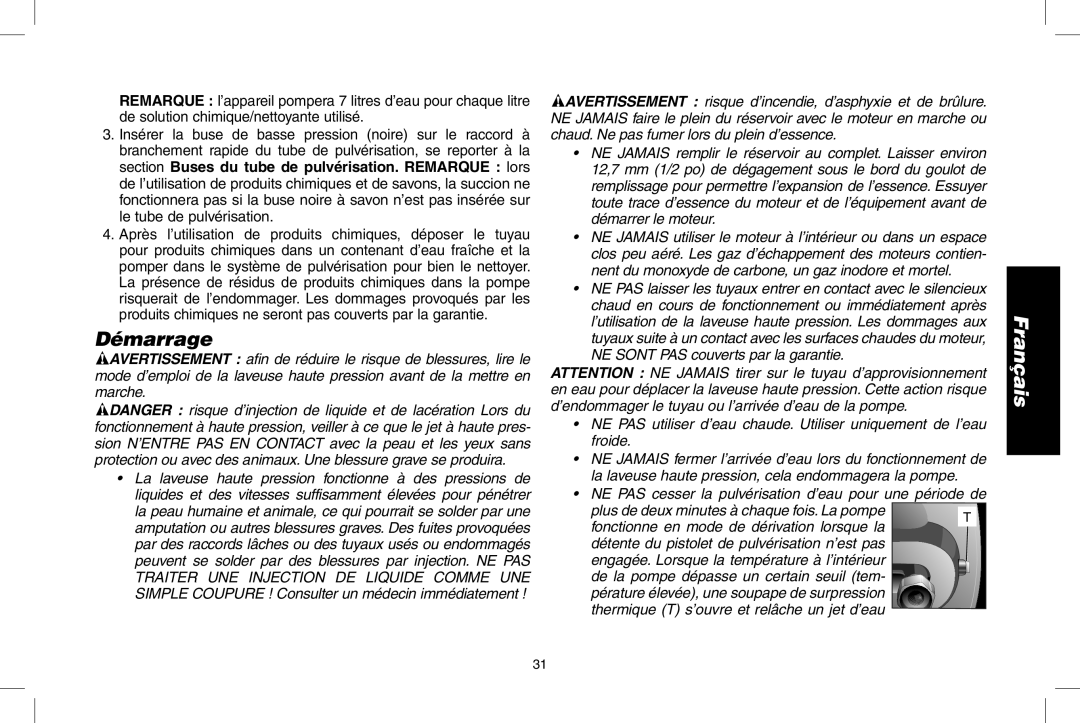 DeWalt DPH3100 instruction manual Démarrage, Français 