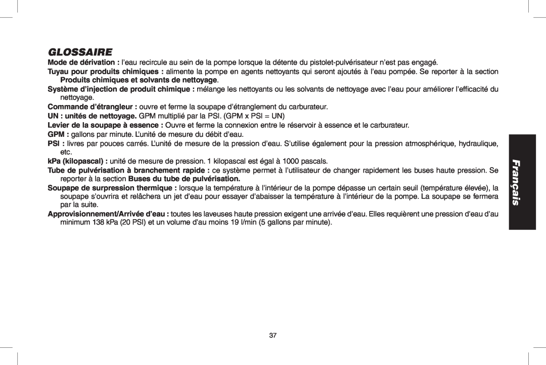 DeWalt DPH3100 instruction manual Glossaire, Français 
