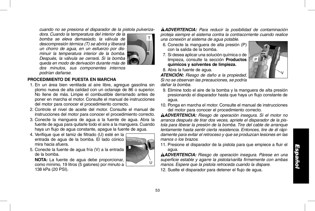 DeWalt DPH3100 instruction manual químicos y solventes de limpieza, Procedimiento De Puesta En Marcha, Español 