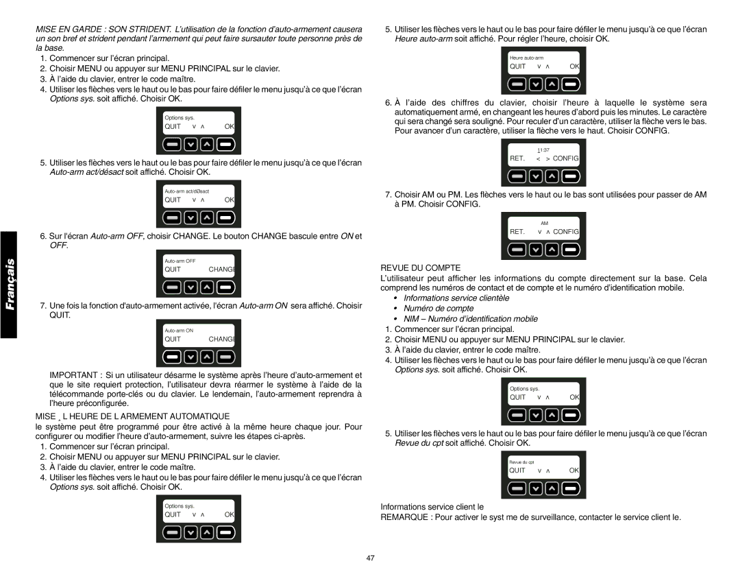 DeWalt DS200, DS100 instruction manual Mise À L’HEURE DE L’ARMEMENT Automatique, Revue DU Compte 