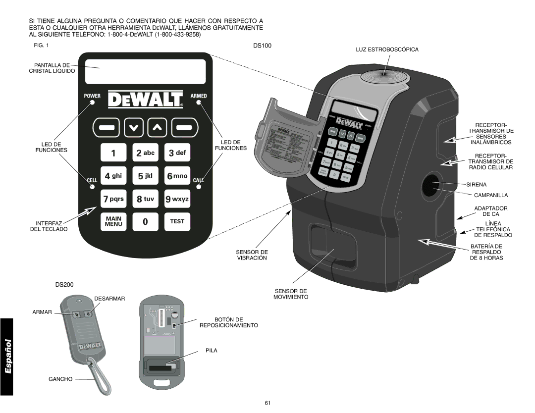 DeWalt DS200, DS100 instruction manual Español 