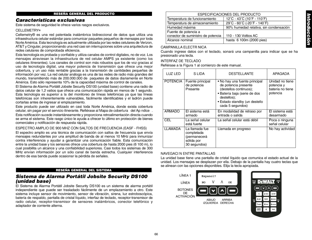 DeWalt DS100, DS200 instruction manual Características exclusivas 