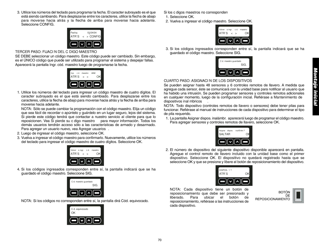 DeWalt DS100, DS200 instruction manual Tercer Paso Fijación DEL Código Maestro, Si los códigos maestros no corresponden 