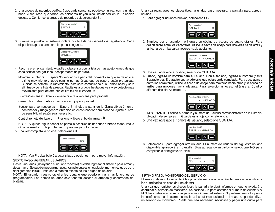 DeWalt DS100, DS200 instruction manual Sexto Paso Agregar Usuarios, Séptimo Paso Monitoreo DEL Servicio 