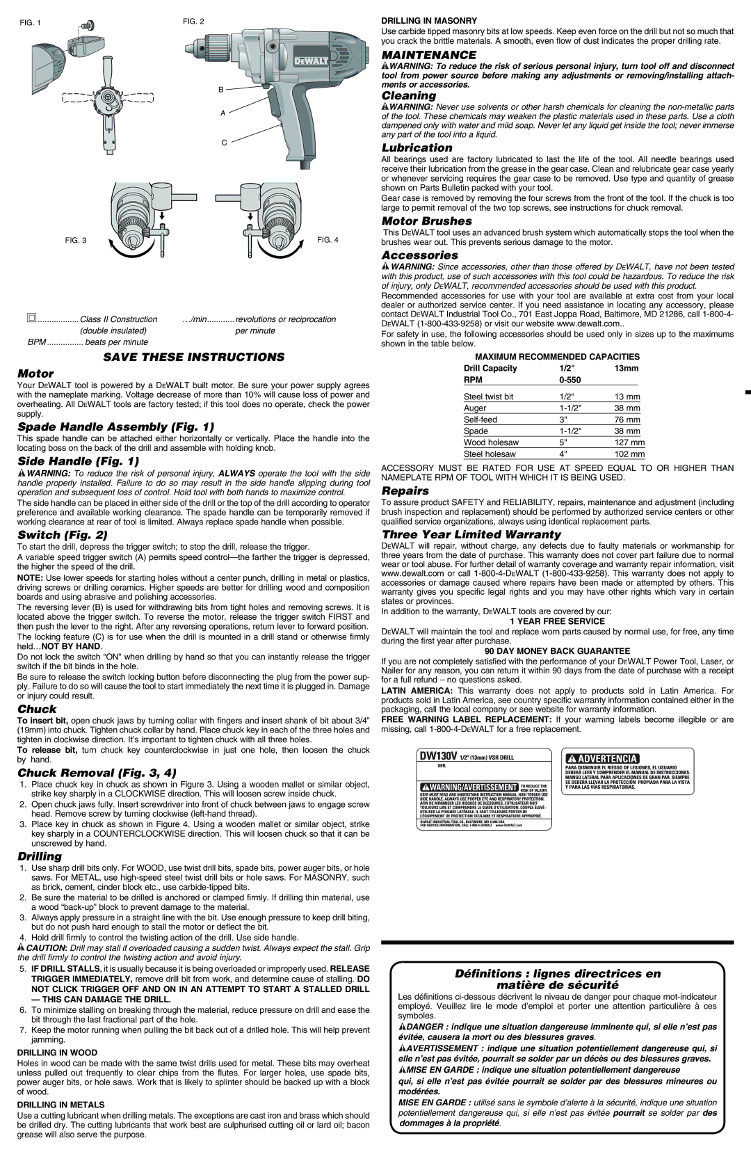 DeWalt DW130V instruction manual Maintenance 