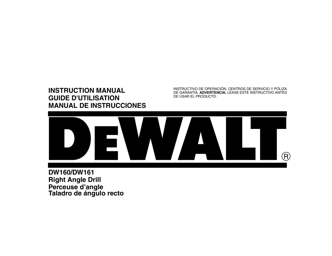 DeWalt DW161, DW160 instruction manual Guide Dutilisation Manual DE Instrucciones 