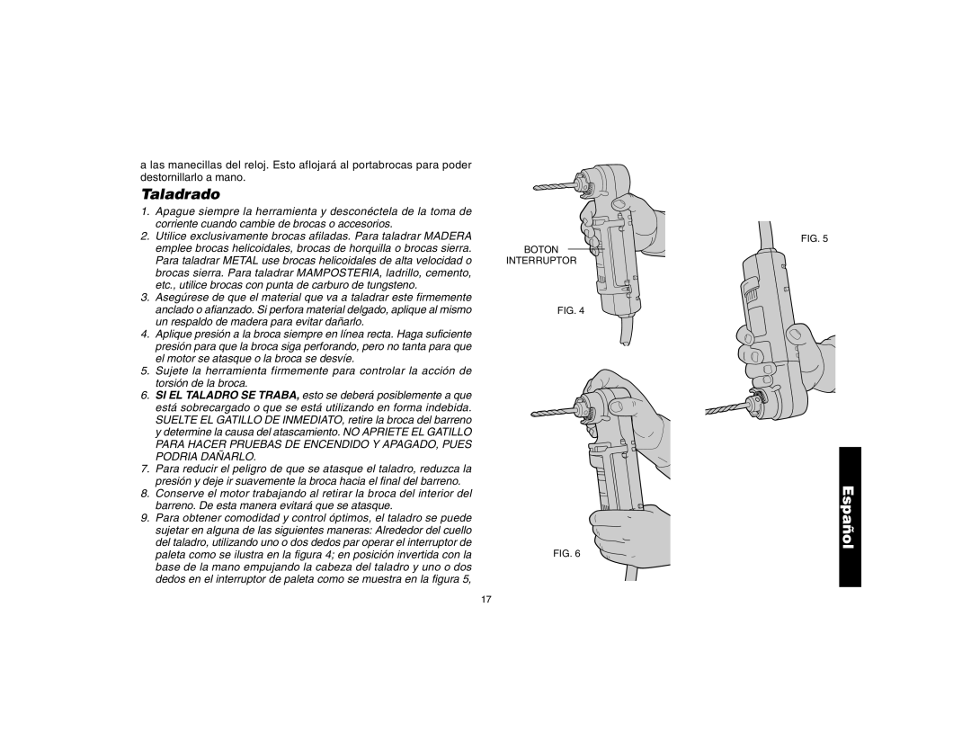 DeWalt DW161, DW160 instruction manual Taladrado 