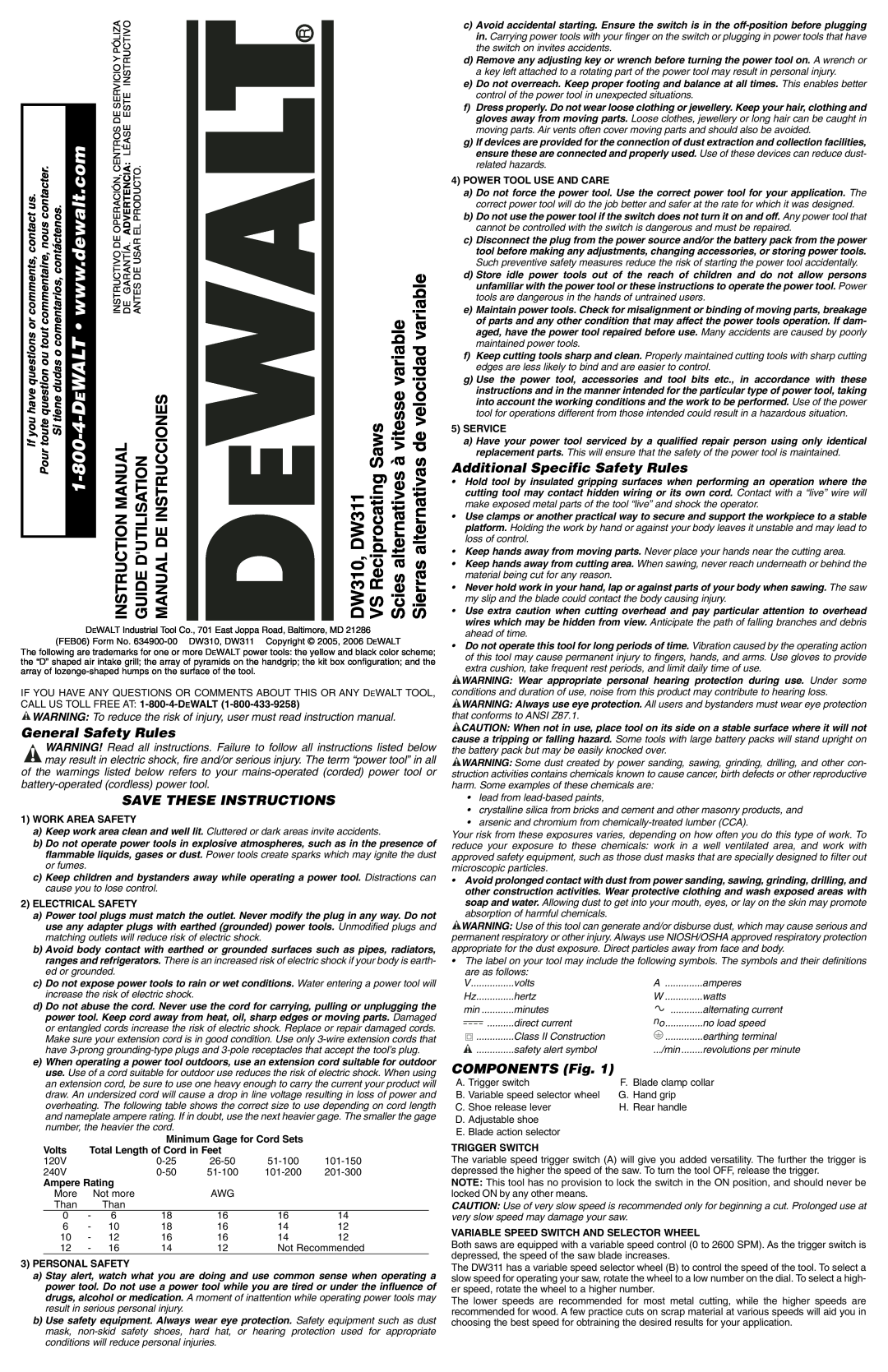 DeWalt DW310K manual 