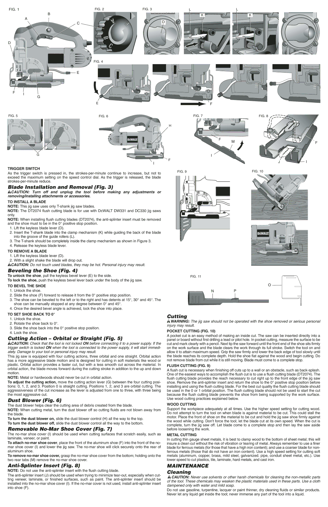 DeWalt DW331 instruction manual Maintenance 