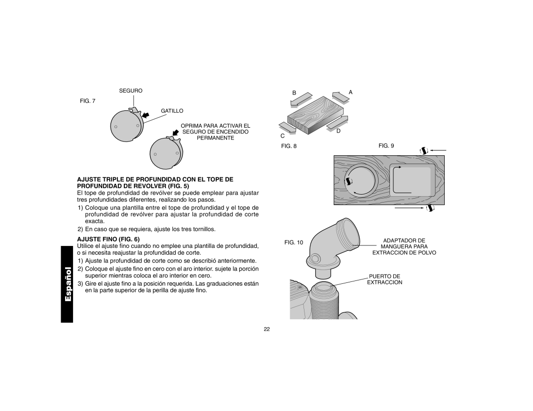 DeWalt DW621 manual Ajuste Fino FIG 