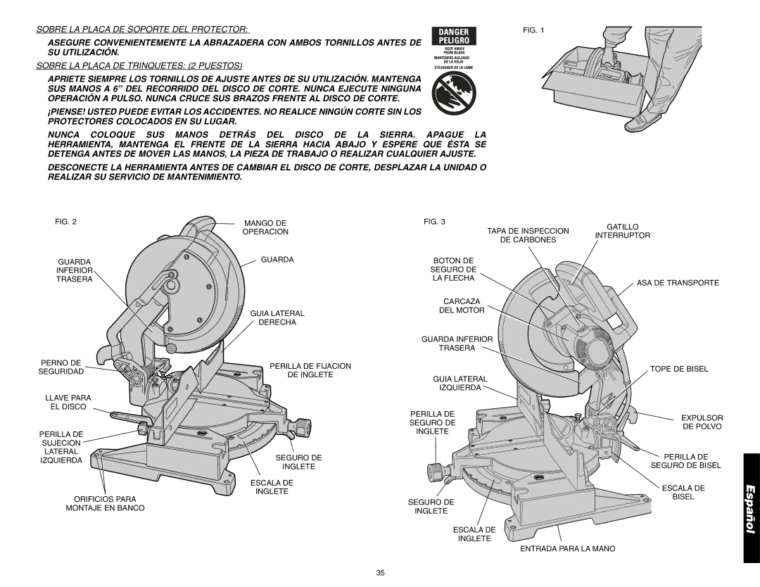 DeWalt DW705 instruction manual Sobre LA Placa DE Soporte DEL Protector 