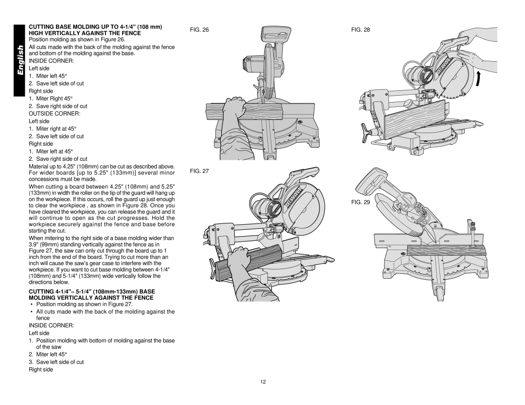 DeWalt DW708 manual Inside Corner 