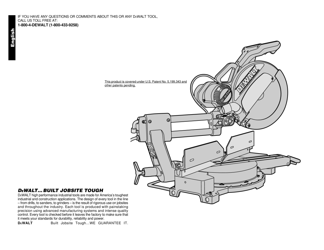 DeWalt DW708 manual DEWALT… Built Jobsite Tough 